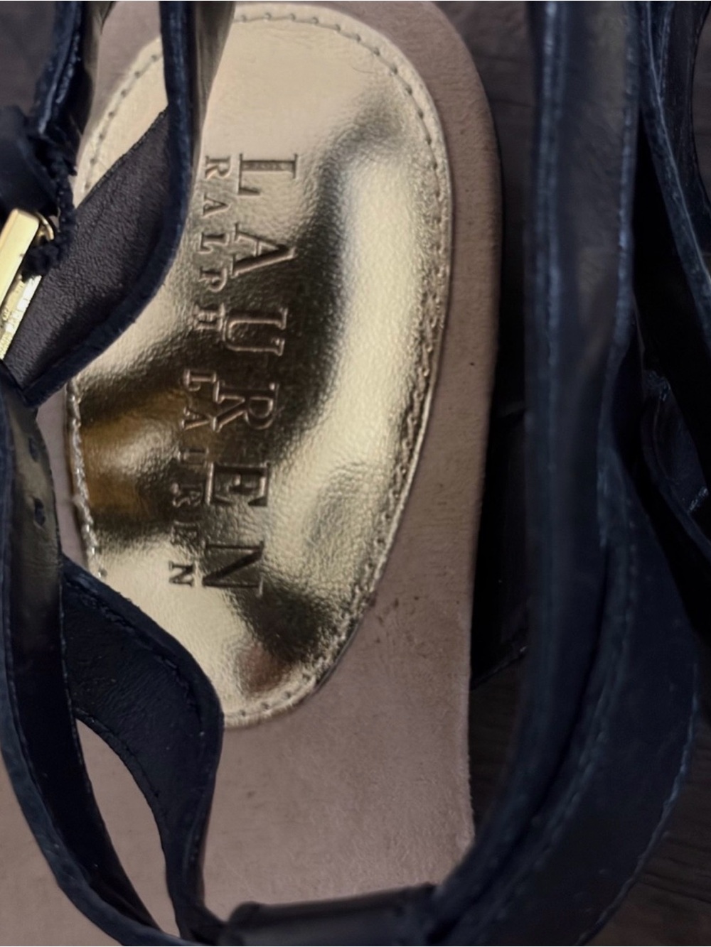 Lauren Ralph Lauren Black Leather Thong Sandals womens size 6.5 - Picture 2 of 9